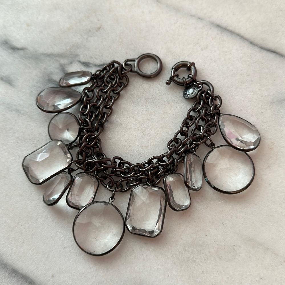 Jcrew silver clear stone bracelet
